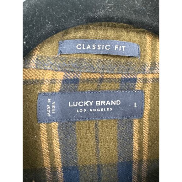 Lucky Brand Shirt Mens Large Green Plaid Flannel Button Long Sleeve Casual - Picture 2 of 6